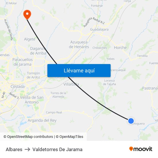 Albares to Valdetorres De Jarama map