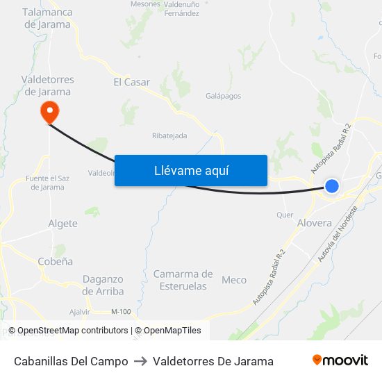 Cabanillas Del Campo to Valdetorres De Jarama map