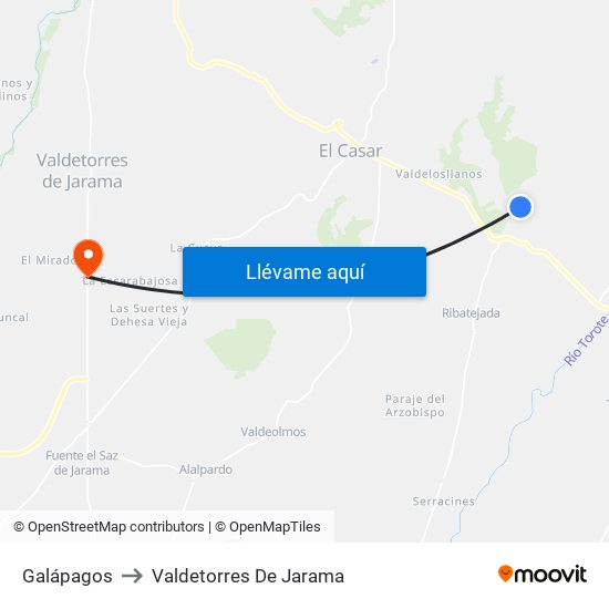 Galápagos to Valdetorres De Jarama map