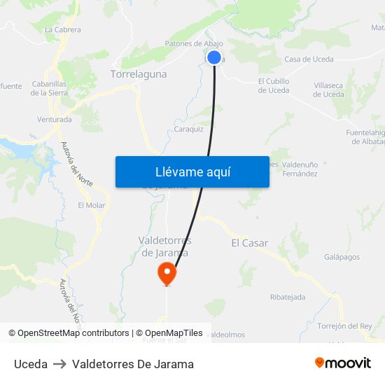 Uceda to Valdetorres De Jarama map