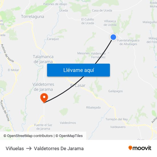 Viñuelas to Valdetorres De Jarama map