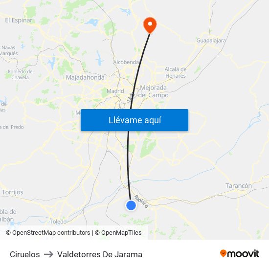 Ciruelos to Valdetorres De Jarama map