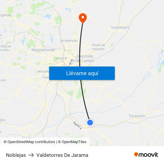 Noblejas to Valdetorres De Jarama map