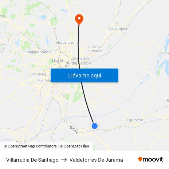 Villarrubia De Santiago to Valdetorres De Jarama map