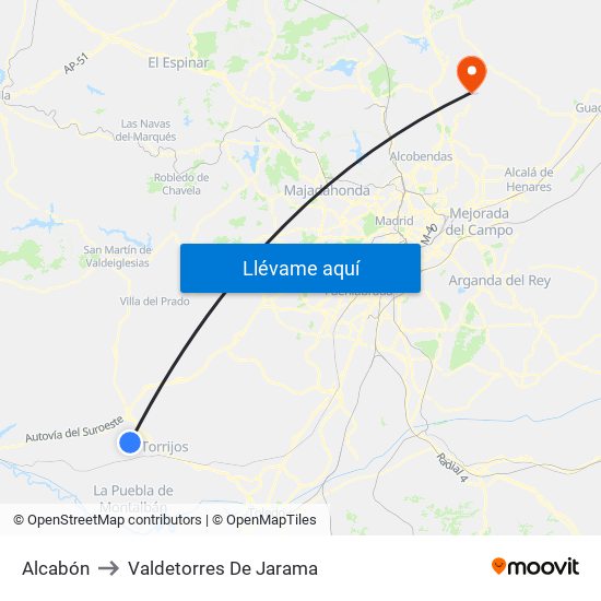 Alcabón to Valdetorres De Jarama map
