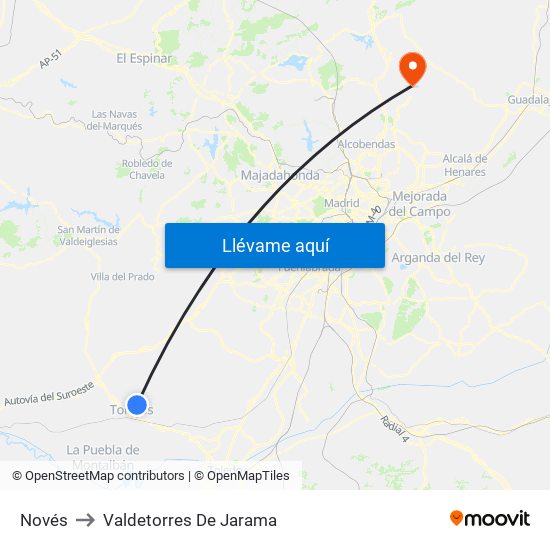 Novés to Valdetorres De Jarama map
