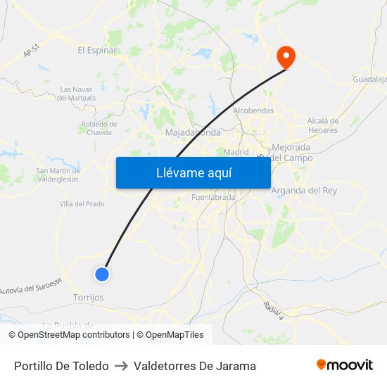 Portillo De Toledo to Valdetorres De Jarama map