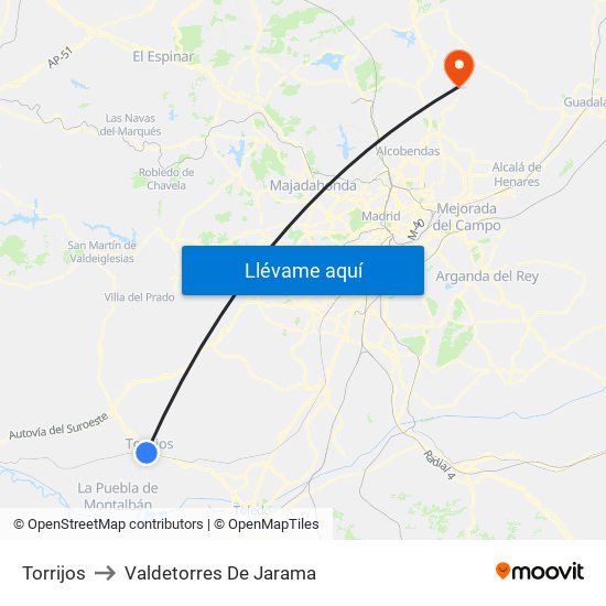 Torrijos to Valdetorres De Jarama map