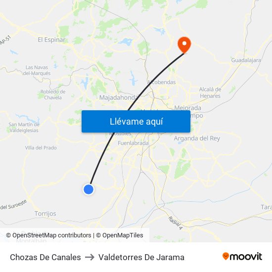 Chozas De Canales to Valdetorres De Jarama map
