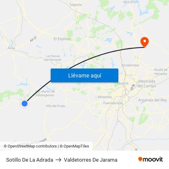 Sotillo De La Adrada to Valdetorres De Jarama map