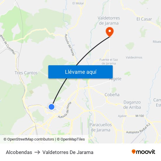 Alcobendas to Valdetorres De Jarama map