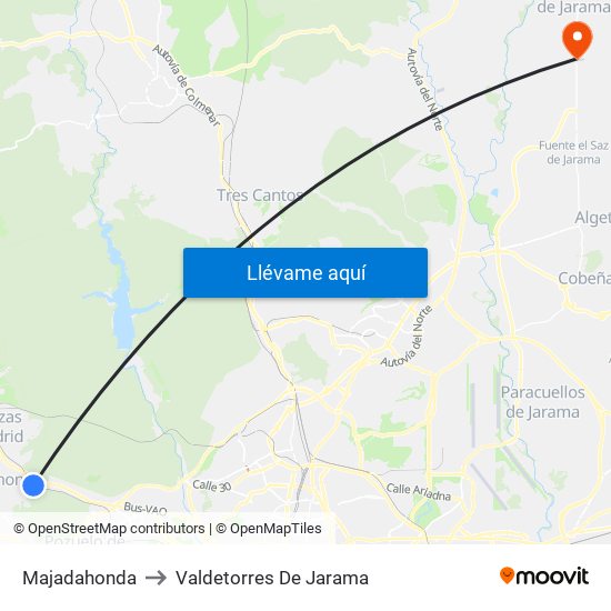 Majadahonda to Valdetorres De Jarama map