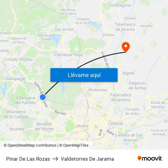 Pinar De Las Rozas to Valdetorres De Jarama map