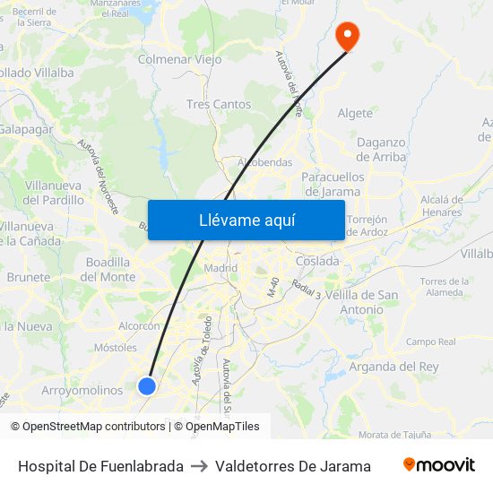 Hospital De Fuenlabrada to Valdetorres De Jarama map