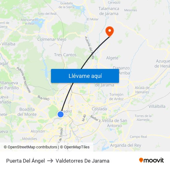 Puerta Del Ángel to Valdetorres De Jarama map