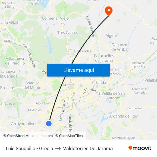 Luis Sauquillo - Grecia to Valdetorres De Jarama map
