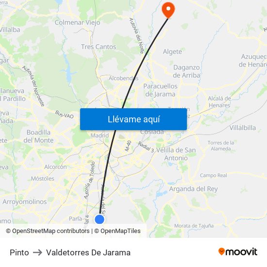 Pinto to Valdetorres De Jarama map