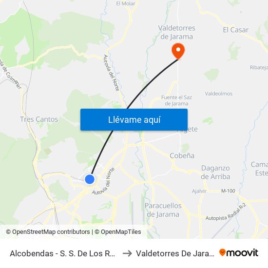Alcobendas - S. S. De Los Reyes to Valdetorres De Jarama map