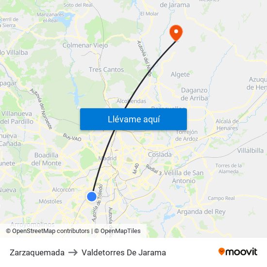 Zarzaquemada to Valdetorres De Jarama map