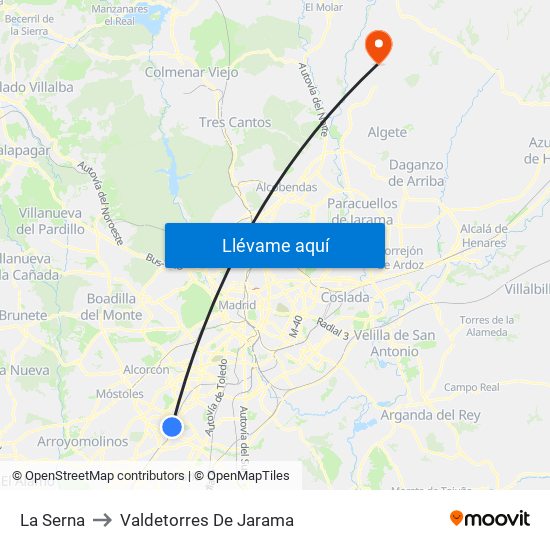 La Serna to Valdetorres De Jarama map