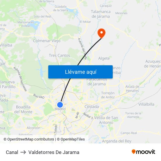 Canal to Valdetorres De Jarama map