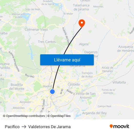 Pacífico to Valdetorres De Jarama map