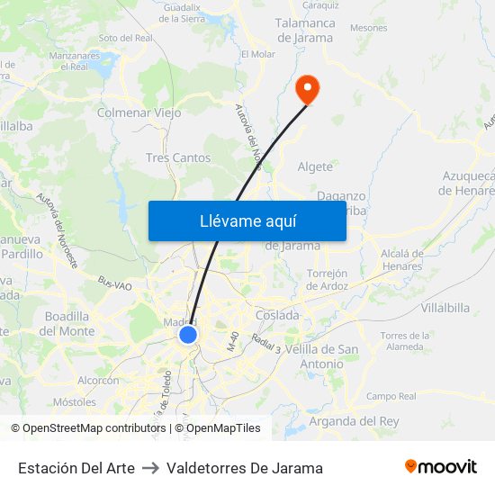 Estación Del Arte to Valdetorres De Jarama map