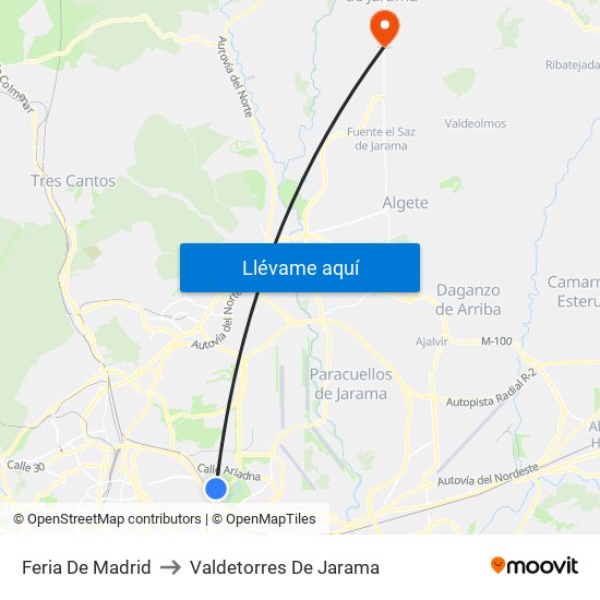 Feria De Madrid to Valdetorres De Jarama map