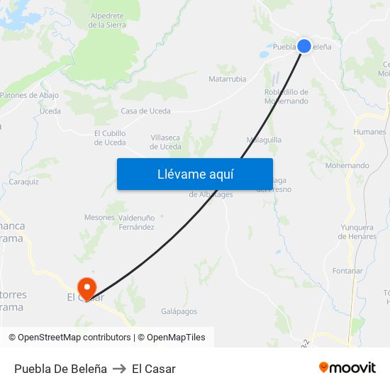 Puebla De Beleña to El Casar map