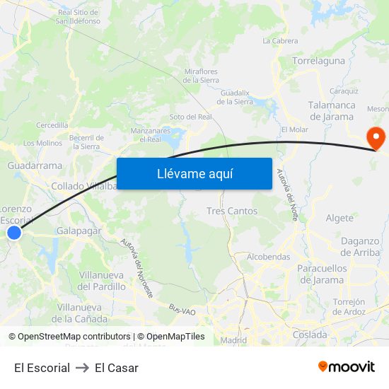 El Escorial to El Casar map