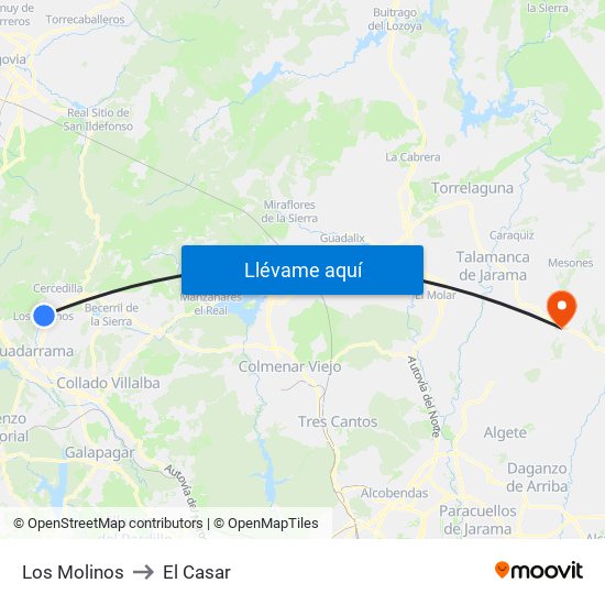 Los Molinos to El Casar map