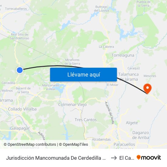 Jurisdicción Mancomunada De Cerdedilla Y Navacerrada to El Casar map