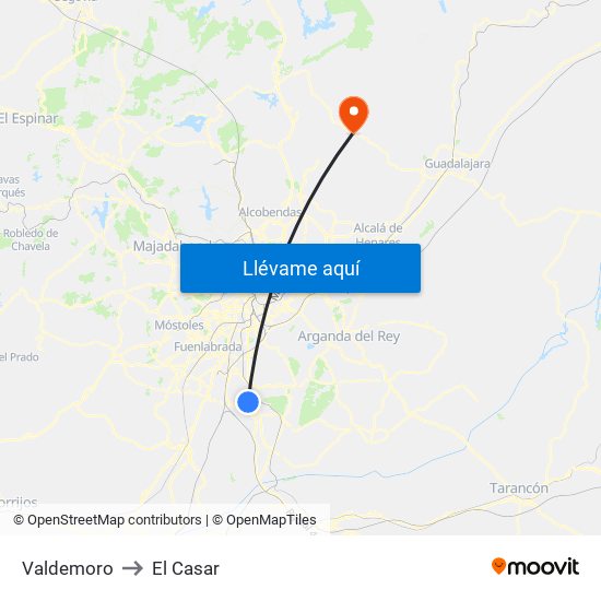 Valdemoro to El Casar map