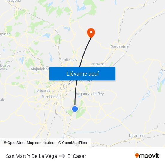 San Martín De La Vega to El Casar map