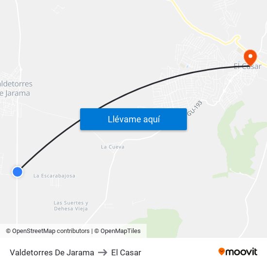 Valdetorres De Jarama to El Casar map