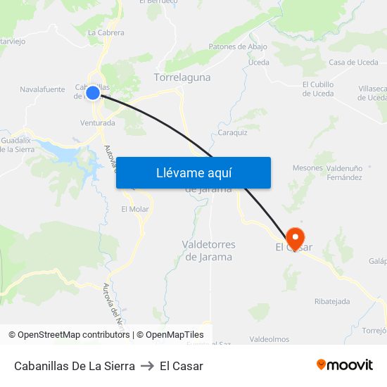 Cabanillas De La Sierra to El Casar map