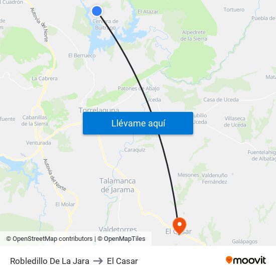 Robledillo De La Jara to El Casar map