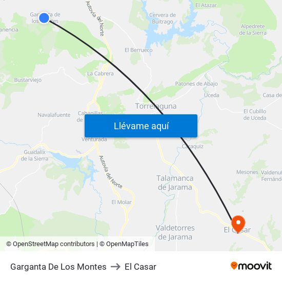Garganta De Los Montes to El Casar map