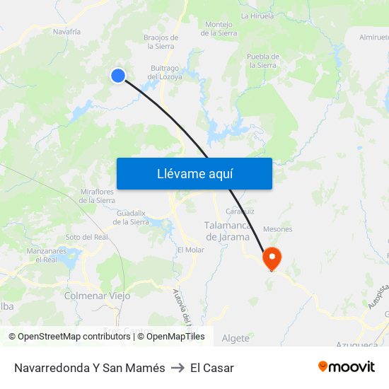 Navarredonda Y San Mamés to El Casar map