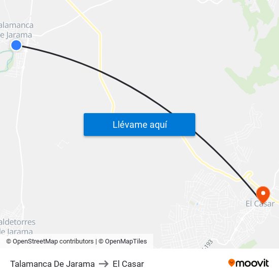Talamanca De Jarama to El Casar map