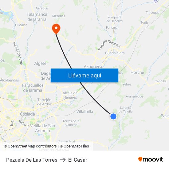 Pezuela De Las Torres to El Casar map