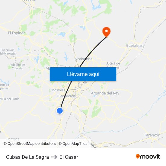 Cubas De La Sagra to El Casar map