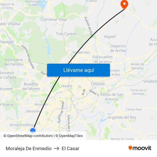Moraleja De Enmedio to El Casar map
