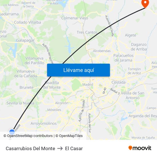 Casarrubios Del Monte to El Casar map