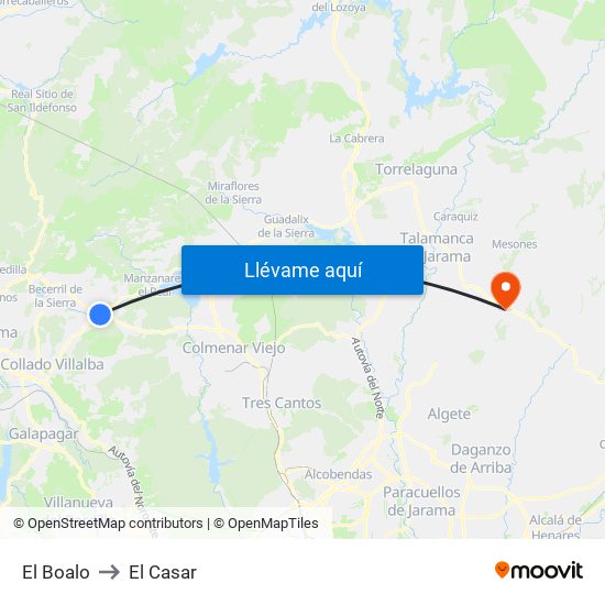 El Boalo to El Casar map