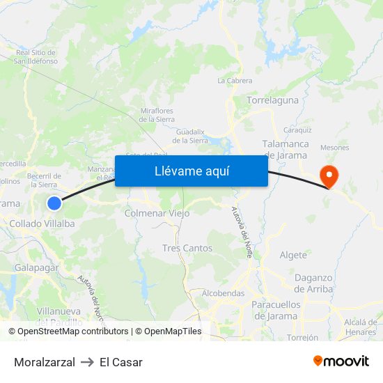 Moralzarzal to El Casar map