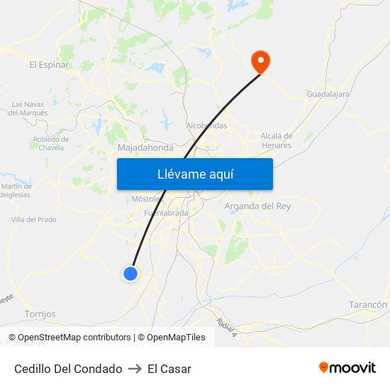 Cedillo Del Condado to El Casar map