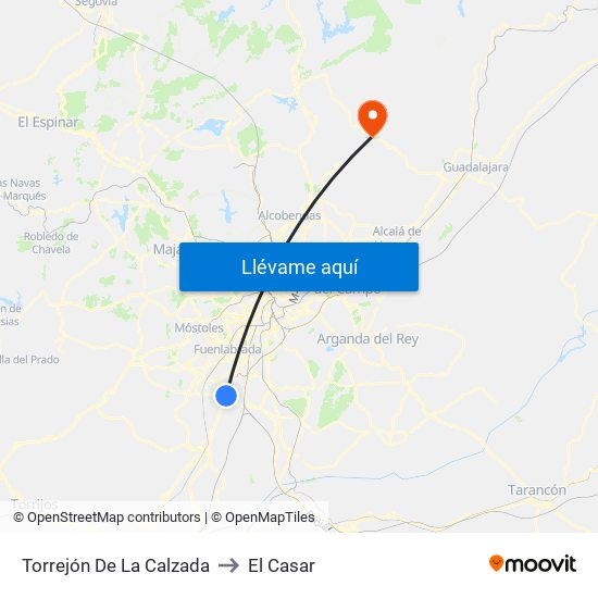 Torrejón De La Calzada to El Casar map