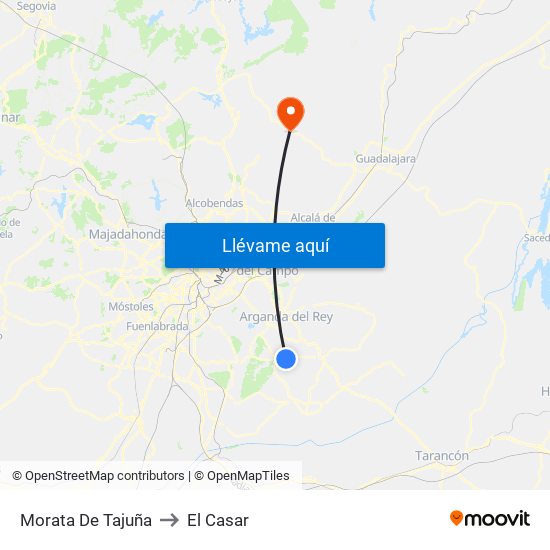 Morata De Tajuña to El Casar map