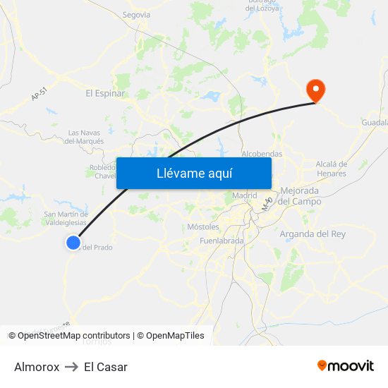 Almorox to El Casar map